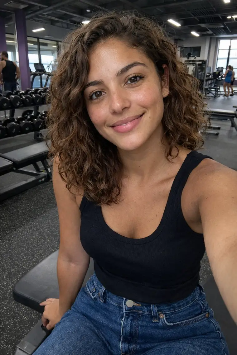 Personagem em academia criada com IA hiper-realista